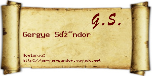 Gergye Sándor névjegykártya