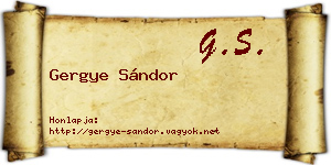 Gergye Sándor névjegykártya
